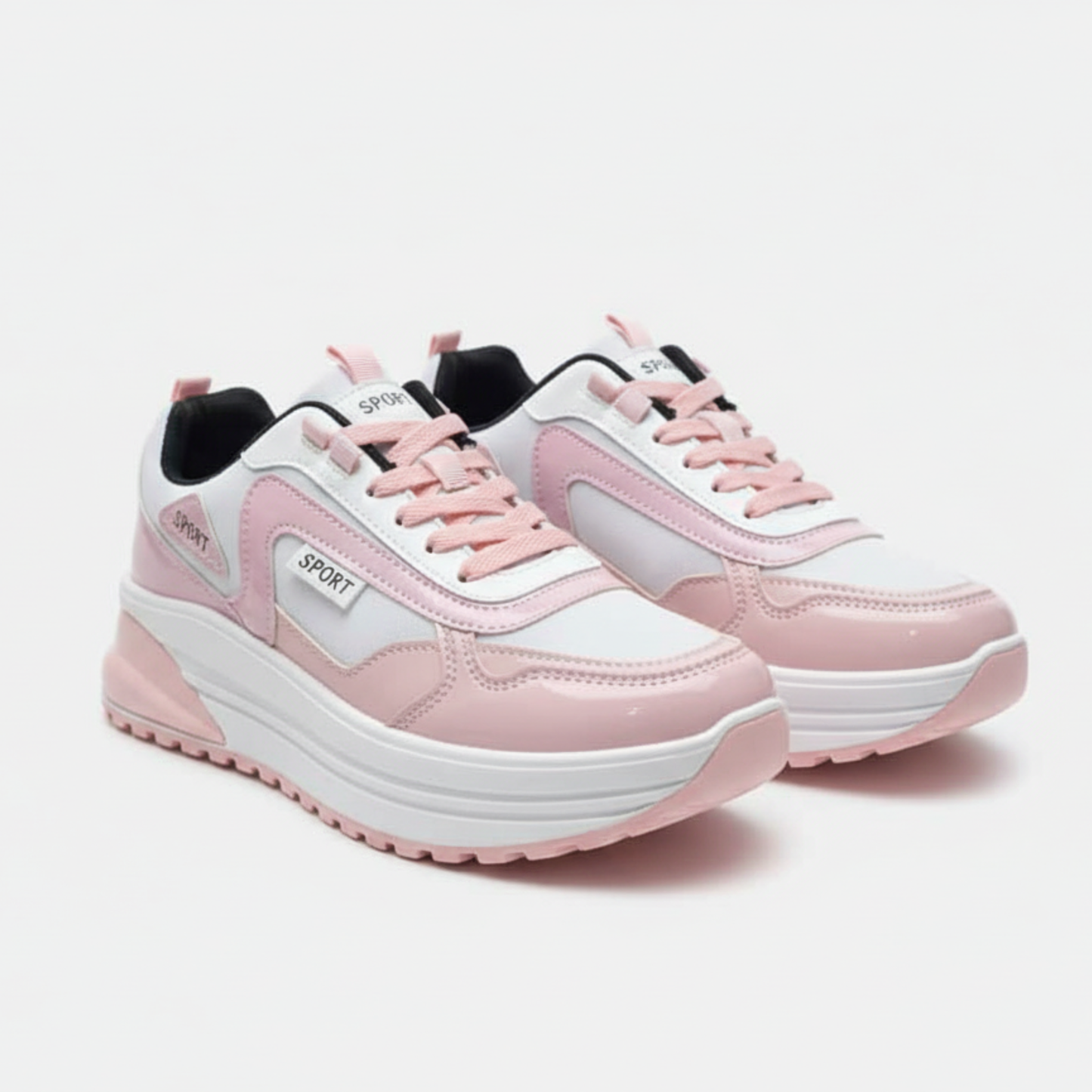 Women’s Pink & White Chunky Sneakers Lightweight Sport Shoes for Daily Wear
