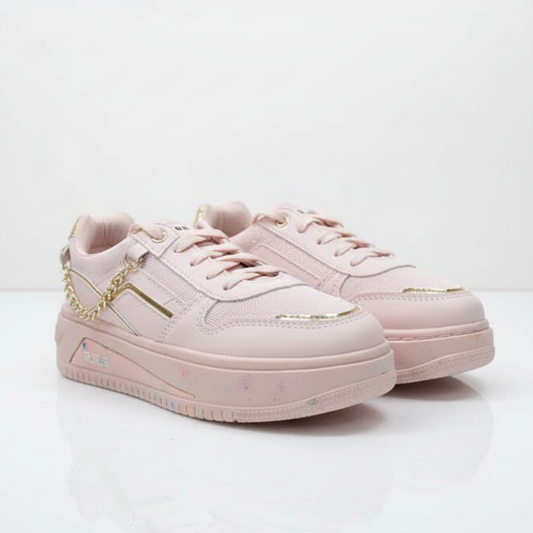 Women’s Pink Chunky Platform Sneakers with Gold Chain | Stylish Casual Shoes