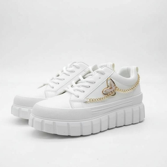 Trendy High Sole White Sneakers for Ladies
