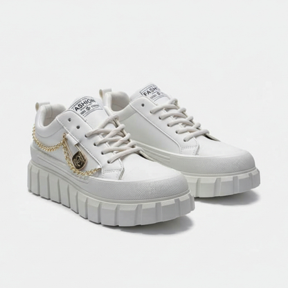 Trendy High Sole White Sneakers for Ladies