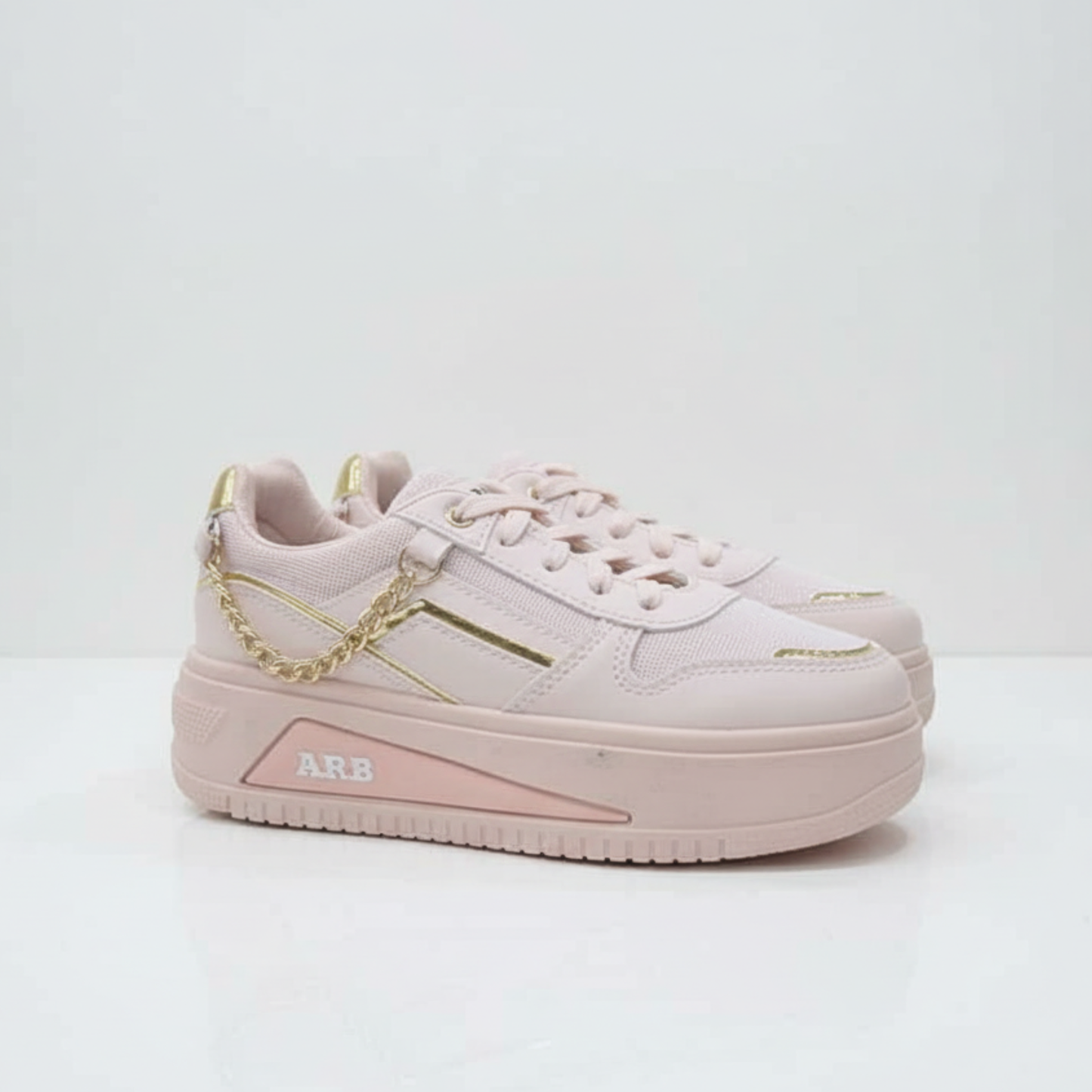 Women’s Pink Chunky Platform Sneakers with Gold Chain | Stylish Casual Shoes