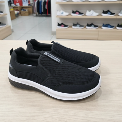 Men’s Black Slip-On Sports Shoes | Lightweight Breathable Walking & Casual Sneakers