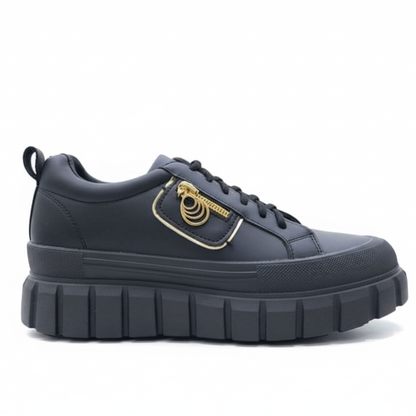 Women’s Black Chunky Platform Sneakers, Stylish Casual Shoes with Thick Sole