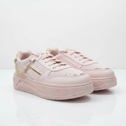 Women’s Pink Chunky Platform Sneakers with Gold Chain | Stylish Casual Shoes